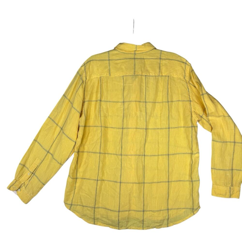 Tommy Bahama Relax Men Large Yellow checked 100% linen Button down Casual Shirts - Picture 10 of 14